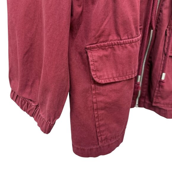 Old Navy Womens Utility Jacket Plus Size 2X Red Cotton Casual Zip Field Coat - Picture 9 of 12